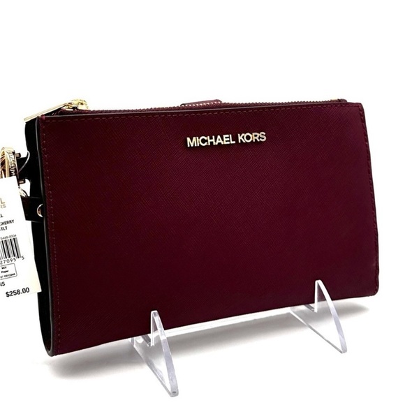 Michael Kors Large Double Zip Wallet Wristlet Dark
Cherry - Picture 1 of 9